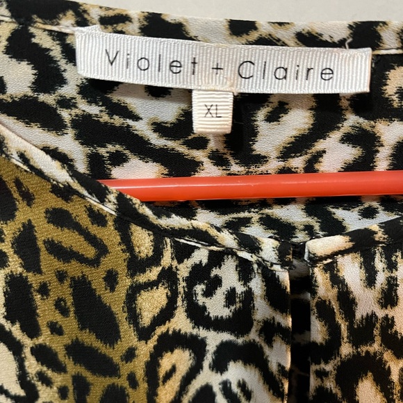 Violet & Claire Black Brown Cream Animal Print Shift Shirt XL - Picture 3 of 10